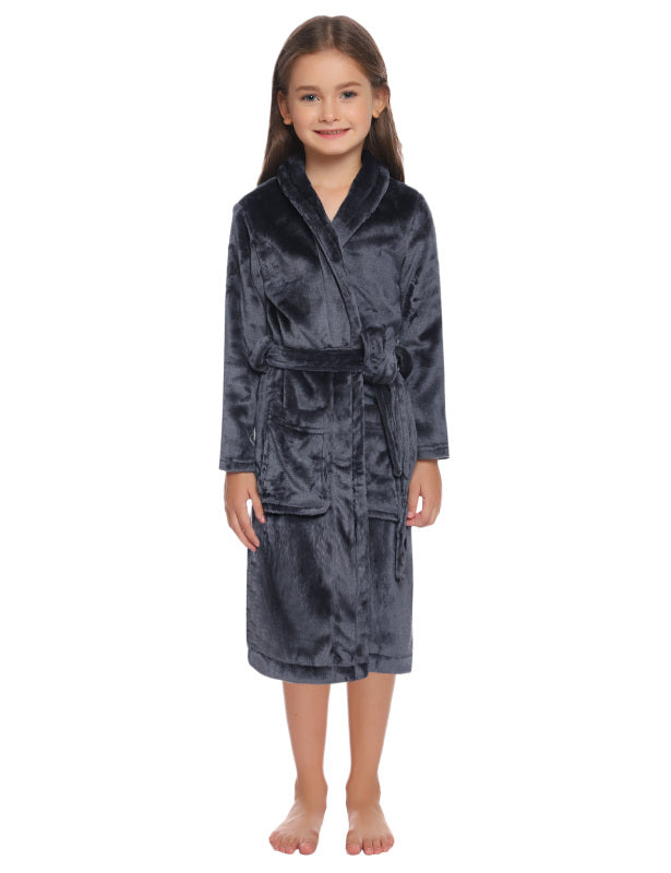 Children'S Lapel Flannel  Nightgown
