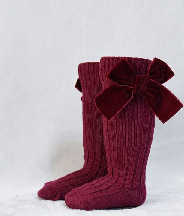 Girl’s Velvet Bow Socks