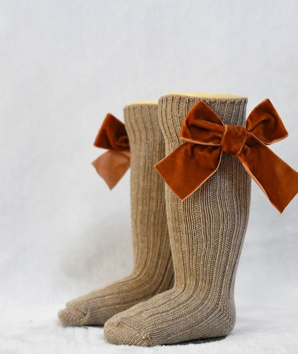 Girl’s Velvet Bow Socks