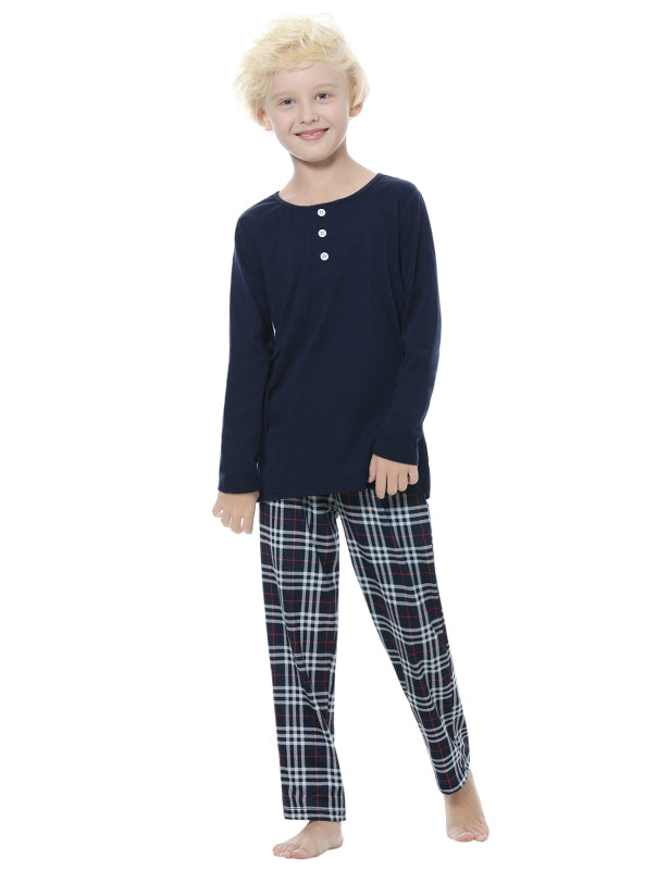 Boy's Open Door Button Cotton Pajama Set