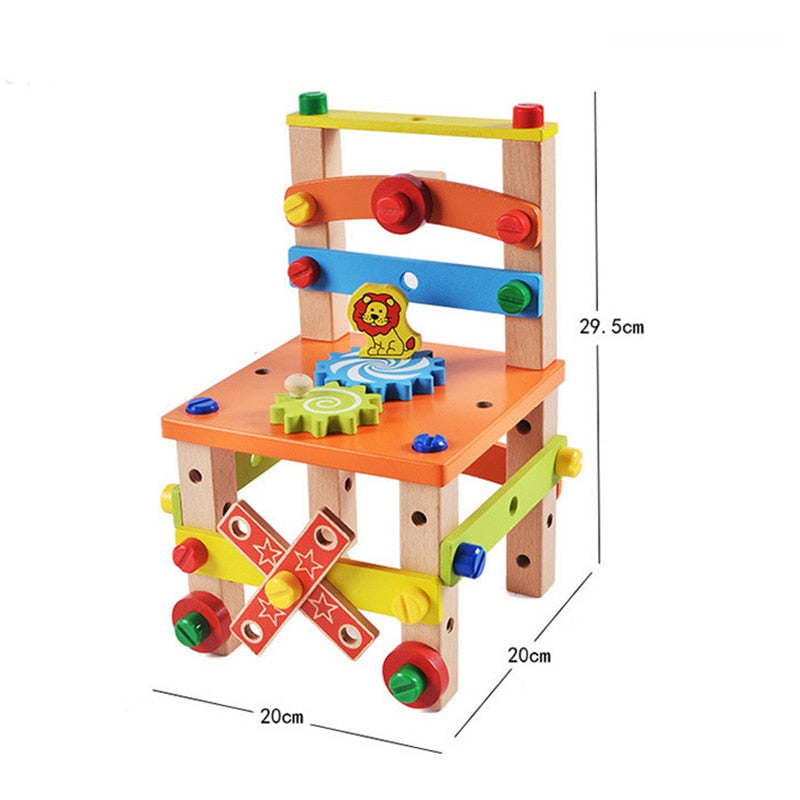 Wooden Assembling Chair & animals Montessori Toys