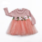 Little Girls 3 Colors Flower Long Sleeve Dress