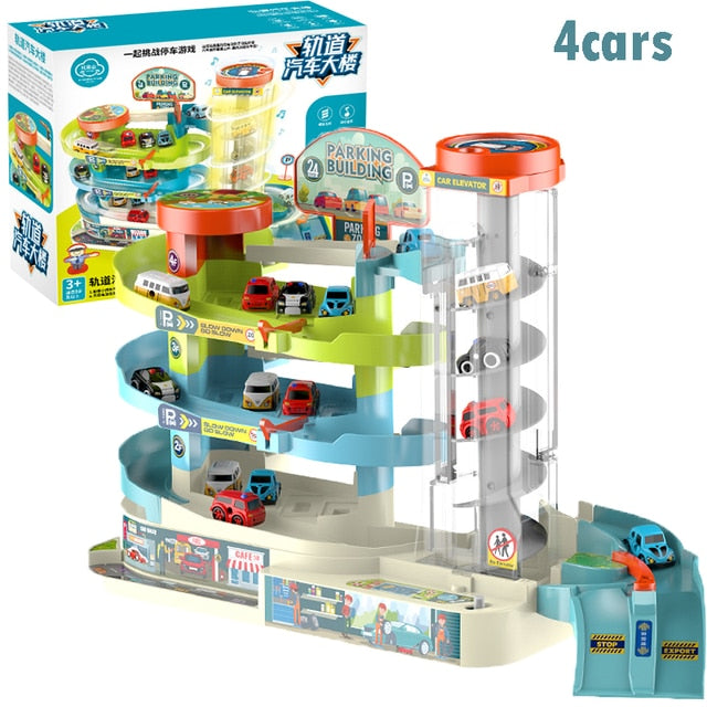 2 in1 Electric Track Car Parking / Racing Building Toy