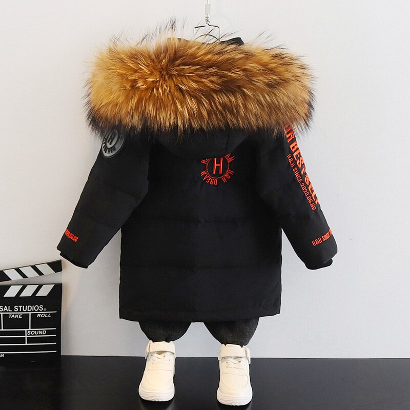 Winter Down Jacket With Faux Fur For Boys 2-8Y