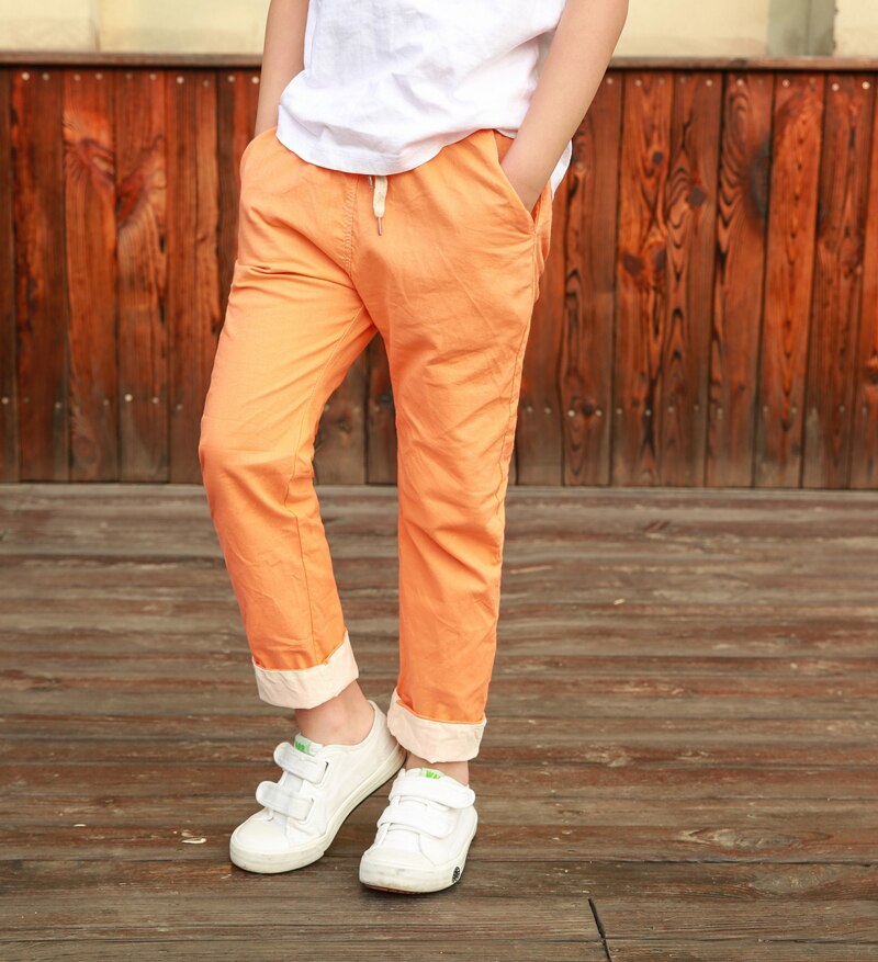 Kids Pants Ankle-length Cotton Thin Trousers