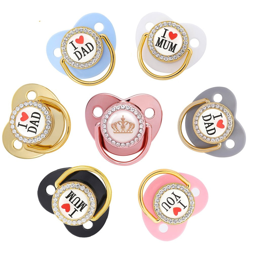 9 Colors Pacifier Pacifiers For Babies I Love Mum Dad BPA Free