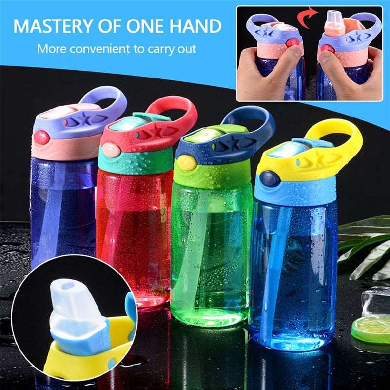 480ml Kids Water Bottle with Straw Lid And Handle