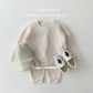 Fashion Baby Girl Set Waffle Cotton Sweatshirt + Pants 2pcs