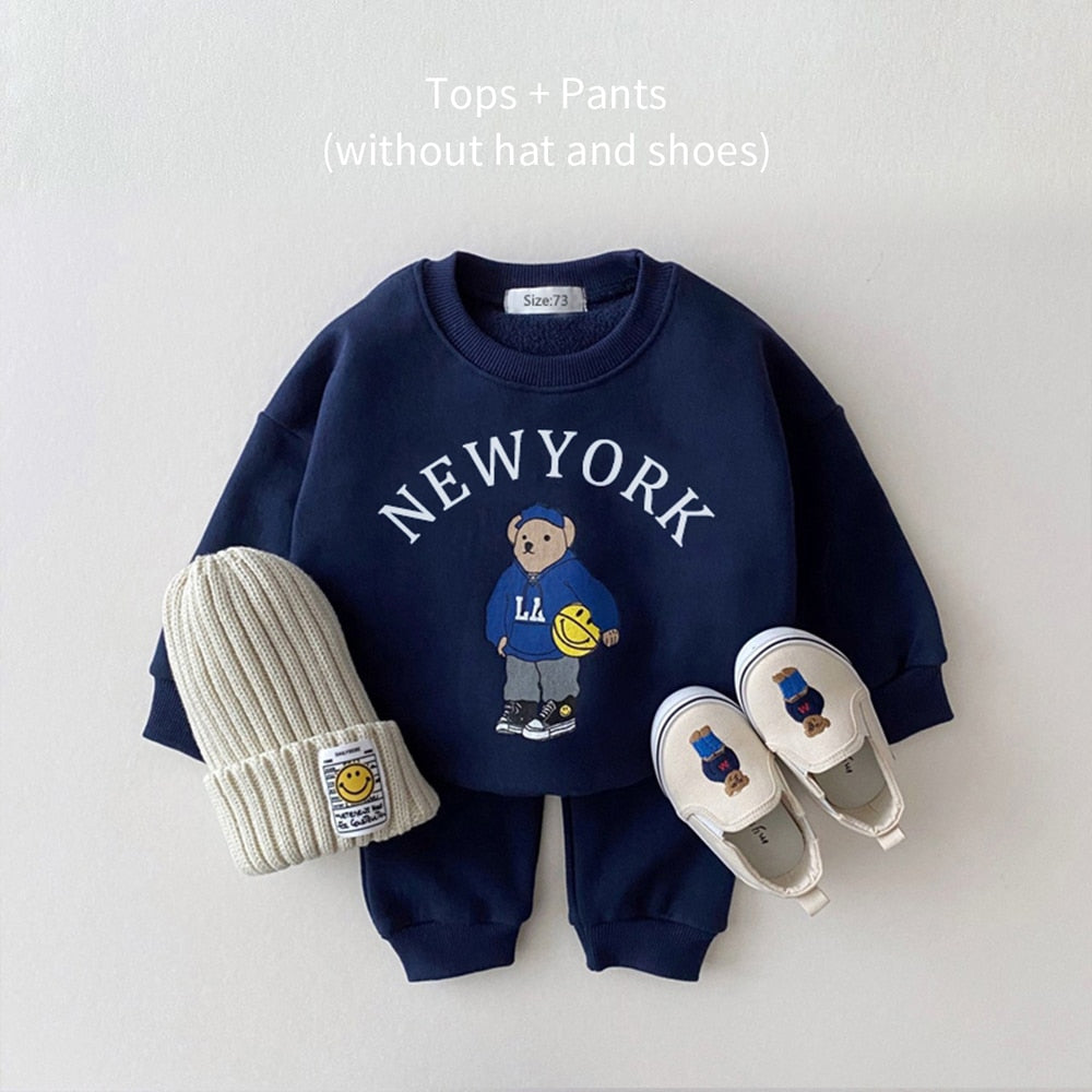 Baby Boys Girls Set Bear Sweatshirt + Pants 2pcs