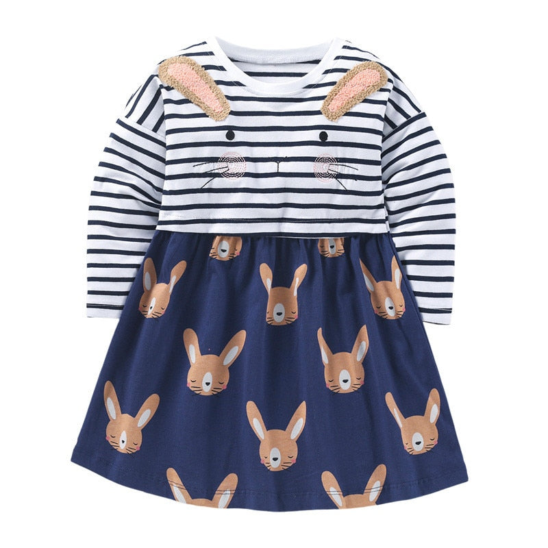 Girls Dresses With Animals Embroidery