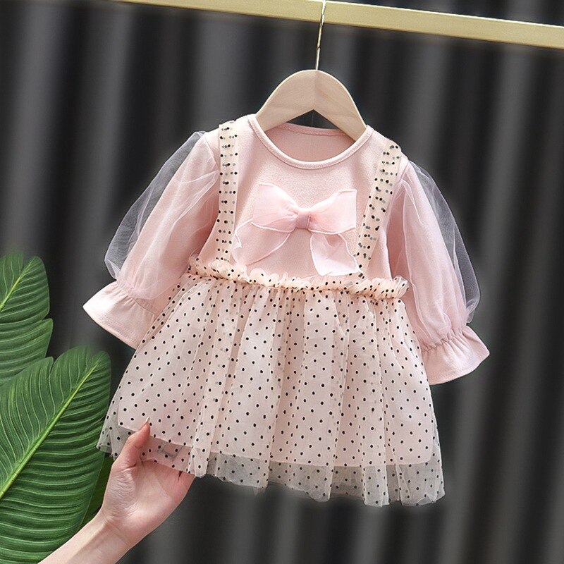 Cotton Dress With Dot For Girls 6M-2Y