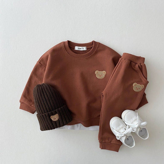 Fashion Baby Boys Girl Bear Sweatshirt + Pants