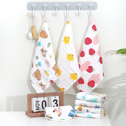 4pcs Pack Fashion 6 Layers Muslin Cotton + Face Towel + Baby Wash Cloth Bib 30x30cm