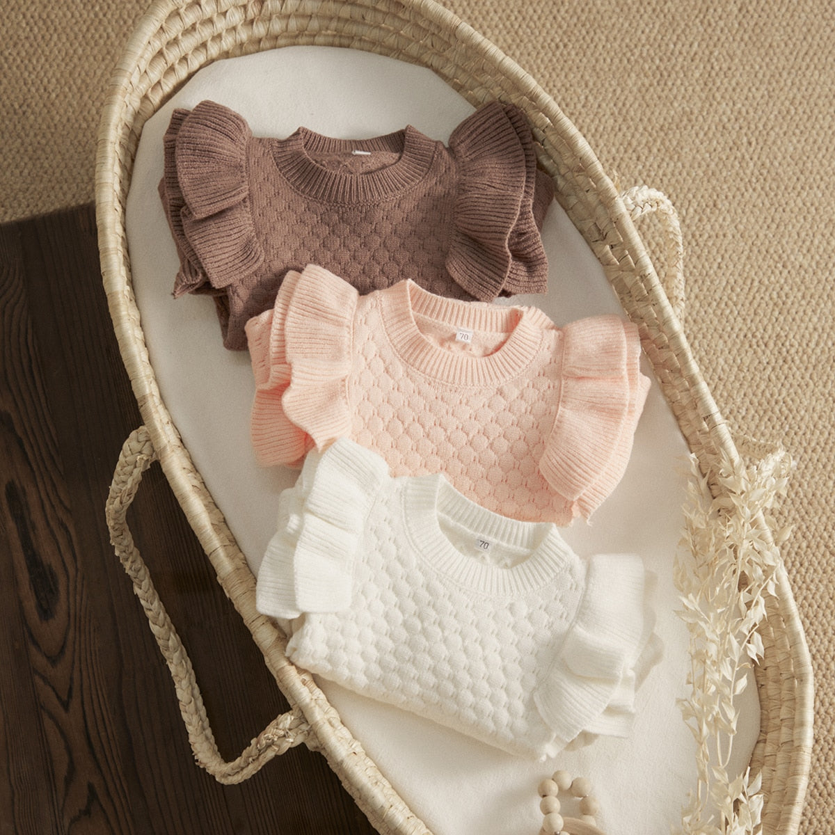 Newborn Infant Baby Girl Romper Knit Ruffle Warm