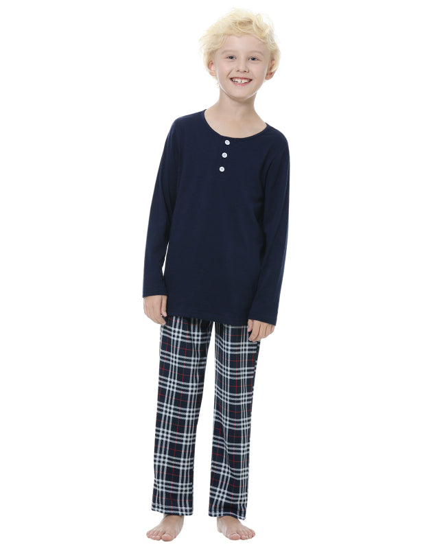 Boy's Open Door Button Cotton Pajama Set